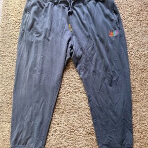 Psycho Bunny Multi-Color Logo Joggers | Charcoal Gray Sweatpants | Size 2XL